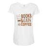 books and cats and coffee Maternity Scoop Neck T-shirt