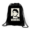 charlie sheen   winning   official Drawstring Bags