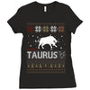 santa taurus christmas ugly t shirts Ladies Fitted T-Shirt