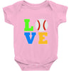 love baseball neon rhinestuds Baby Onesie