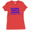 funny t shirt alcohol tobacco firearms who's bringing the chips tee Ladies Fitted T-Shirt