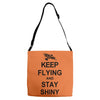 keep flying and stay shiny t shirt serenity firefly calm carry tee bro Adjustable Strap Totes