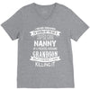 Super Cool Nanny Of A Freaking Awesome Grandson V-Neck Tee
