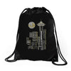 seattle skyline Drawstring Bags