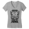 Never Underestimate Dog Rescuer Who Was Born June Women's V-Neck T-Shirt