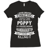 Super Cool Poppy Of A Freaking Awesome Granddaughter Ladies Fitted T-Shirt