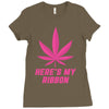 Support Breast Cancer Awareness With A Pink Cannabis Leaf Ladies Fitted T-Shirt