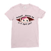 April Peeking Out Baby Girl Ladies Fitted T-Shirt