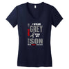 I Wear Grey For My Son (Brain Cancer Awareness) Women's V-Neck T-Shirt