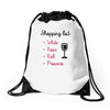 wine shopping Drawstring Bags