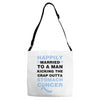 happily married to a man kicking the crap outta stomach cancer Adjustable Strap Totes