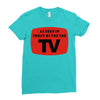 as seen in front of the the tv Ladies Fitted T-Shirt
