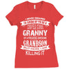 Super Cool Granny Of A Freaking Awesome Grandson Ladies Fitted T-Shirt