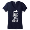 keep calm and love lions Women's V-Neck T-Shirt
