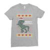 ugly dinosaur merry christmas Ladies Fitted T-Shirt
