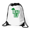 christmas head elf Drawstring Bags