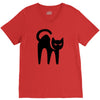 cat black V-Neck Tee
