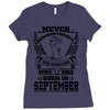 Never Underestimate Dog Rescuer Who Was Born September Ladies Fitted T-Shirt