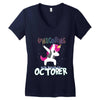october born unicorns Women's V-Neck T-Shirt
