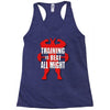 train to beat all might Racerback Tank