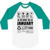 Born In January 3/4 Sleeve Shirt