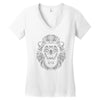 lion face lines Women's V-Neck T-Shirt