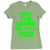 gym gains fitness slogan Ladies Fitted T-Shirt