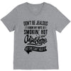 Don't Be Jealous I Know My Wife Is Smokin' Hot but She Can't Help It V-Neck Tee