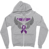 my hero is now my angel pancreatic cancer awareness Zipper Hoodie