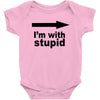 i'm with stupid Baby Bodysuit