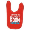 survived the delivery room it's a boy funny Baby Bibs