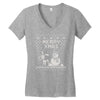 christmas funny dog &amp; snowman Women's V-Neck T-Shirt