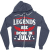 Legends Are Born In July Zipper Hoodie