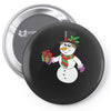 smiling snowman holding out christmas Pin-back button