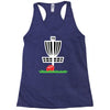 disc golf frisbee leaning on target basket innova Racerback Tank