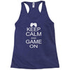 keep calm and game on Racerback Tank
