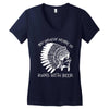 my indian name is runs with beer Women's V-Neck T-Shirt
