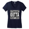 straight outta greasy grove Women's V-Neck T-Shirt