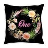 Girls 1st Birthday Onesie Throw Pillow