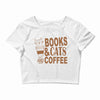 books and cats and coffee Crop Top