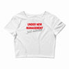 under new management just married mens black wedding present husband t Crop Top