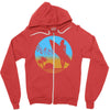 beach surfer silhouette birds sand waves palm Zipper Hoodie