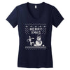 christmas funny dog &amp; snowman Women's V-Neck T-Shirt