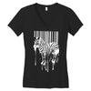 banksy street art zebra bar code Women's V-Neck T-Shirt