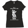 all i care about are cats and like 3 people Ladies Fitted T-Shirt