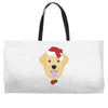 golden retriever dog with red santa's hat Weekender Totes