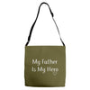 my father is my hero Adjustable Strap Totes