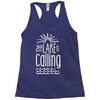 the lake is calling Racerback Tank