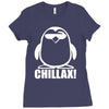 penguin chillax funny new Ladies Fitted T-Shirt