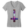 inverted galaxy cross funny  religion banter space fashion new Women's V-Neck T-Shirt